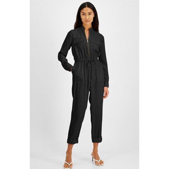 INC International Concepts Pants - Inc International Concepts Utility Jumpsuit Black Zip Up Size 2 NWT